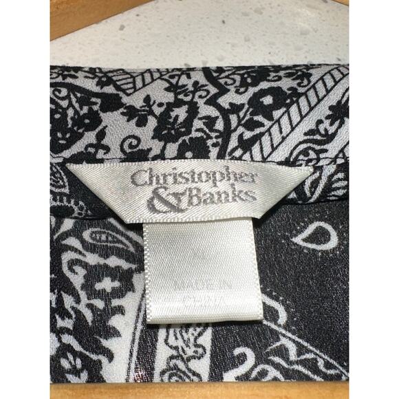 Christopher & Banks Blouse Top Black White Semi Sheer XL Mature Occasion Holiday - Picture 5 of 12